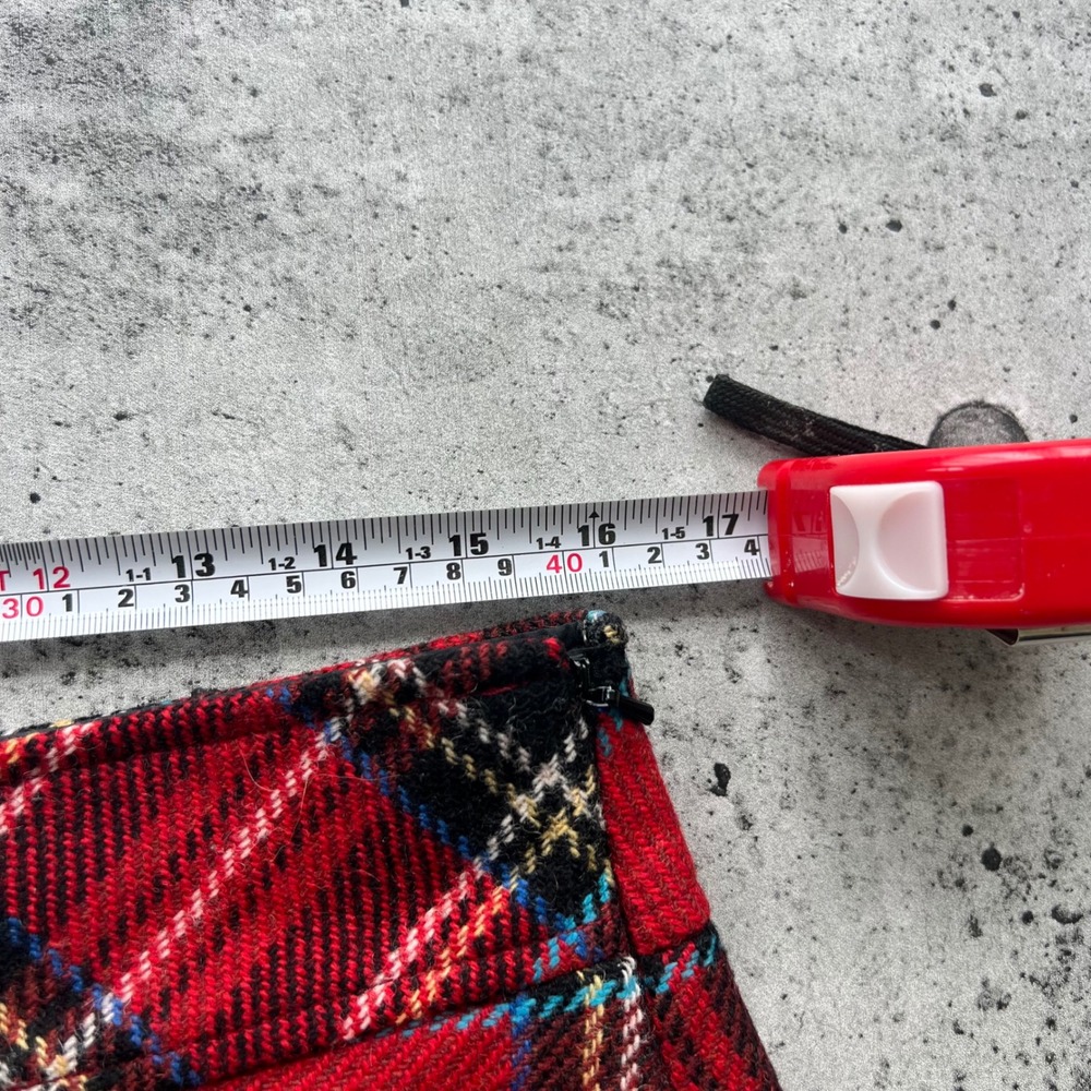 L.L.Bean Plaid Mini Skirt Women 8 Petite Red Wool Nylon Blend Tartan Academic - Picture 5 of 6